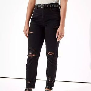 AE Black Curvy Mom Jeans